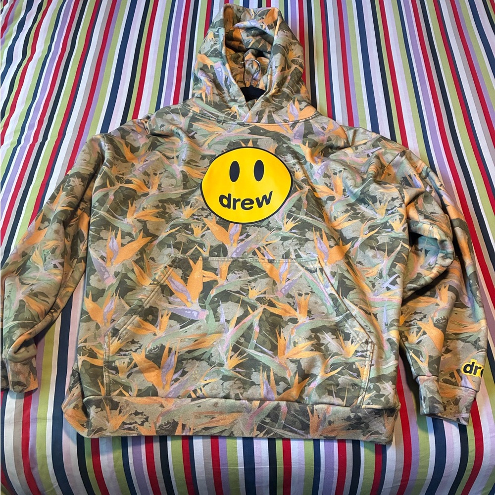DREW Multicolor Camouflage Hoodie with Yellow Logo